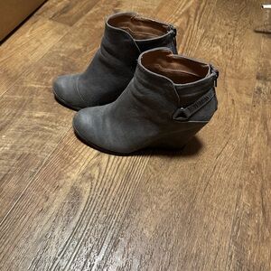 Maurices Gray Suede Ankle Booties with Back Zipper